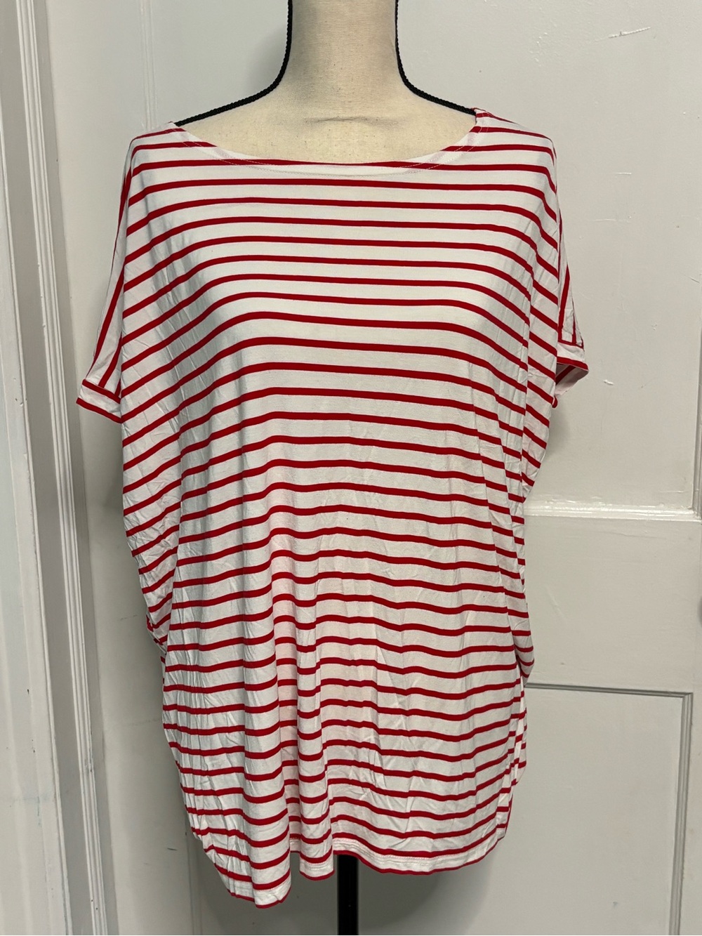 Piko 1988 Red and White Striped Boatneck Short Sleeve Top
